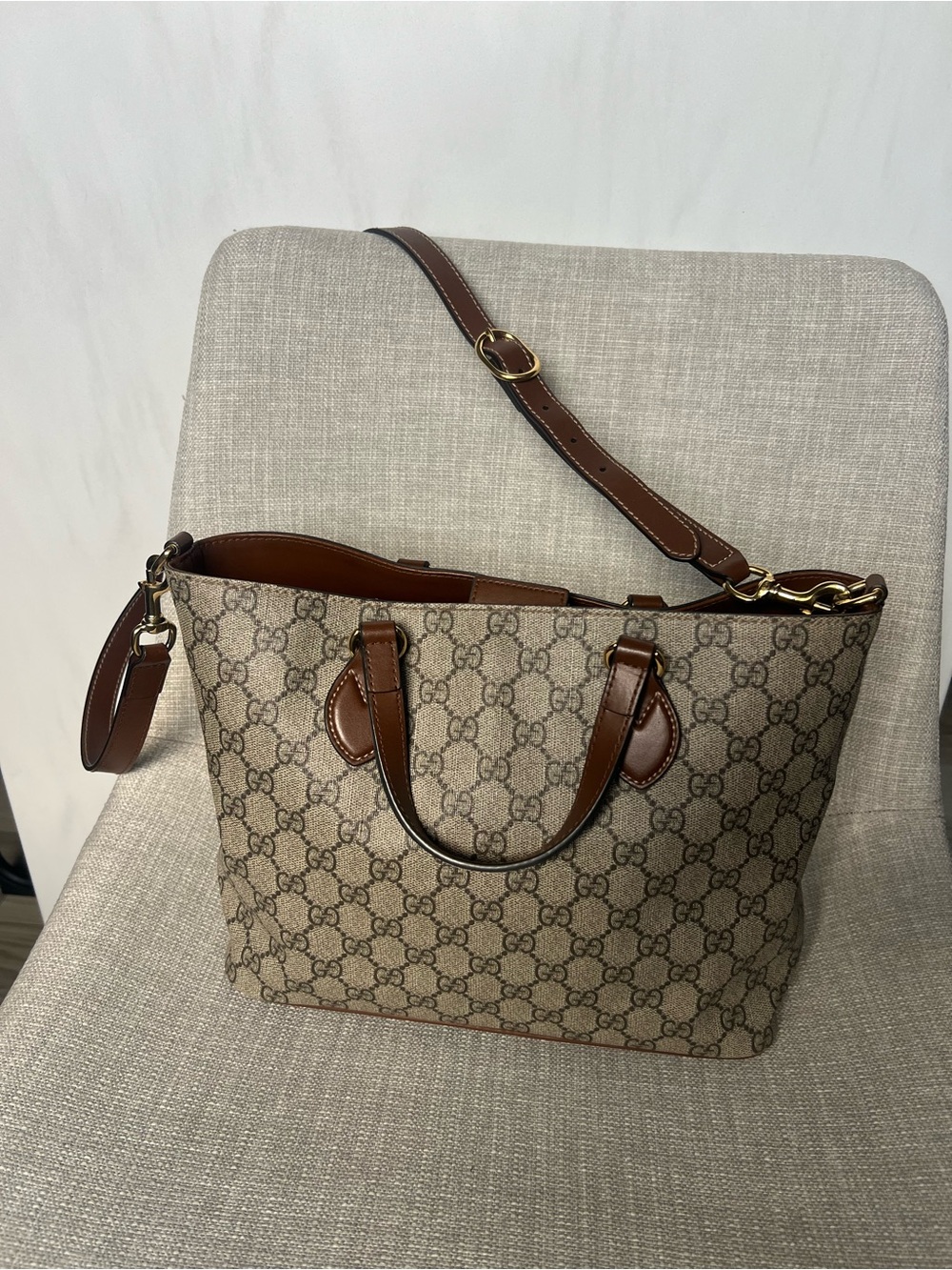 Gucci Brown GG Supreme Eden Small Tote